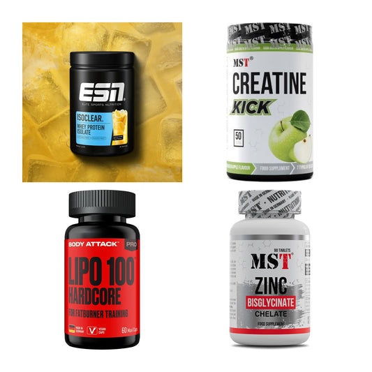 Wettkampfvorbereitung: ESN ISOCLEAR + MST Creatine + 2 weitere – alle enthaltenen Artikel