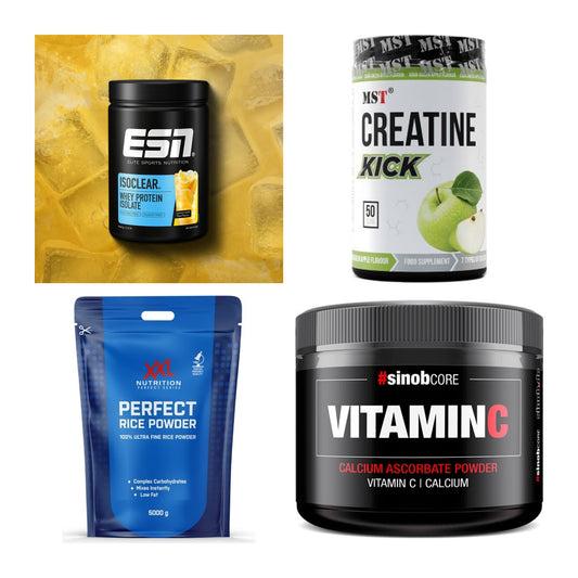 Wettkampfvorbereitung: ESN ISOCLEAR + MST Creatine + 2 weitere – alle enthaltenen Artikel