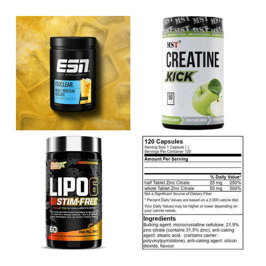 Wettkampfvorbereitung: ESN ISOCLEAR + MST Creatine + 2 weitere – alle enthaltenen Artikel