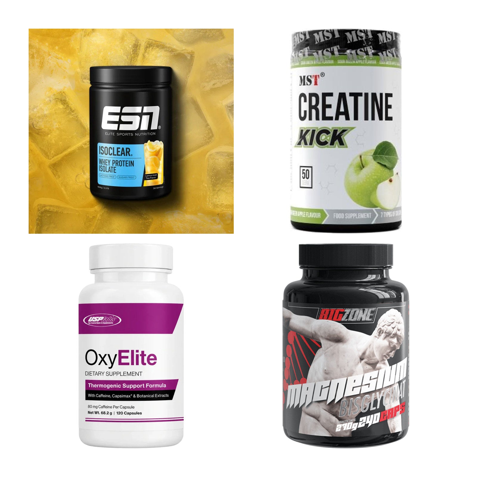 Wettkampfvorbereitung: ESN ISOCLEAR + MST Creatine + 2 weitere – alle enthaltenen Artikel