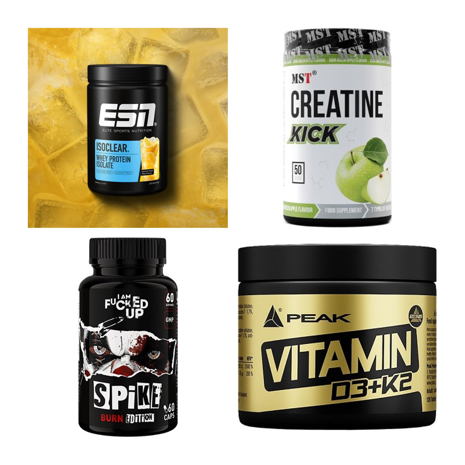 Wettkampfvorbereitung: ESN ISOCLEAR + MST Creatine + 2 weitere – alle enthaltenen Artikel