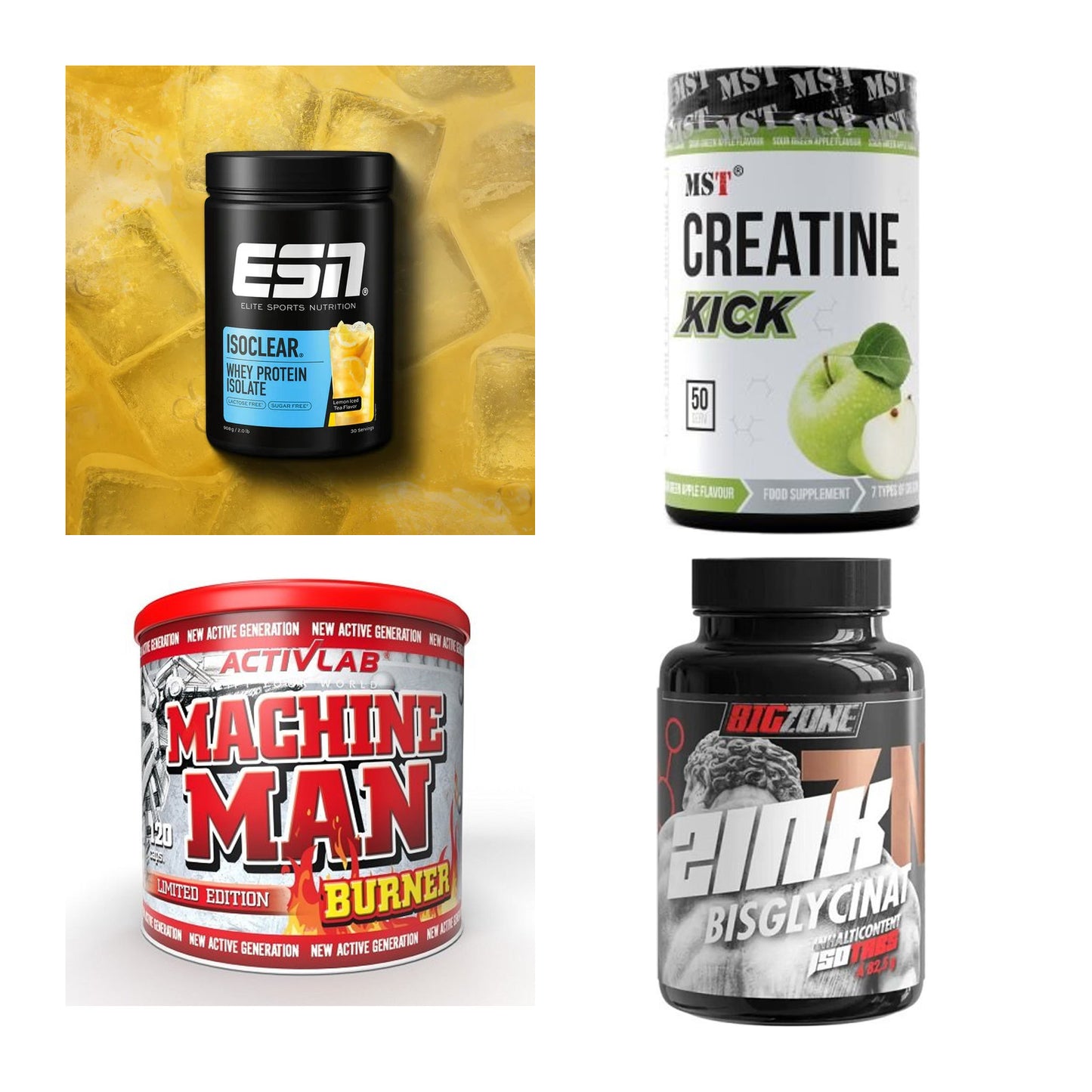 Wettkampfvorbereitung: ESN ISOCLEAR + MST Creatine + 2 weitere – alle enthaltenen Artikel