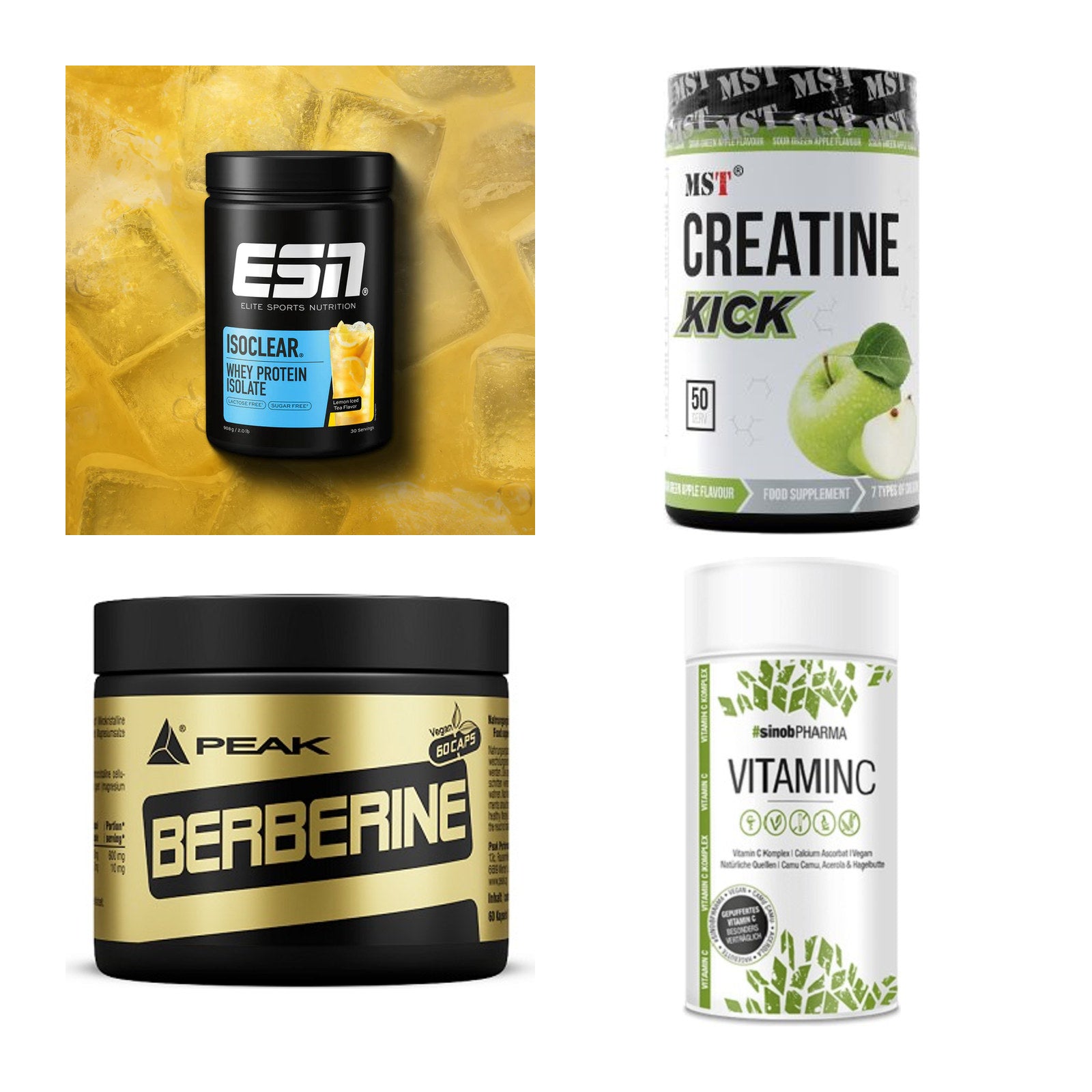 Wettkampfvorbereitung: ESN ISOCLEAR + MST Creatine + 2 weitere – alle enthaltenen Artikel