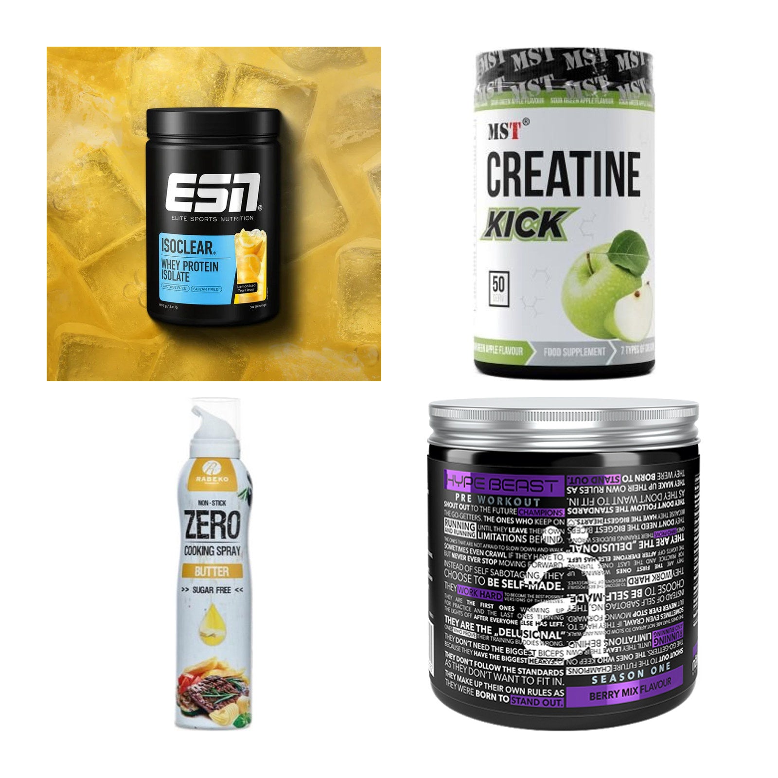 Wettkampfvorbereitung: ESN ISOCLEAR + MST Creatine + 2 weitere – alle enthaltenen Artikel