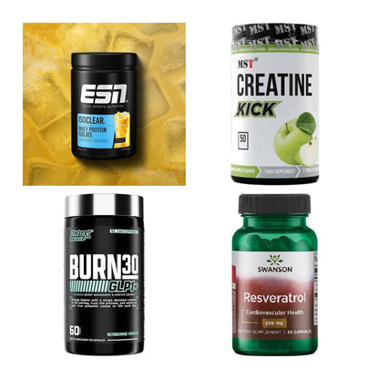 Wettkampfvorbereitung: ESN ISOCLEAR + MST Creatine + 2 weitere – alle enthaltenen Artikel