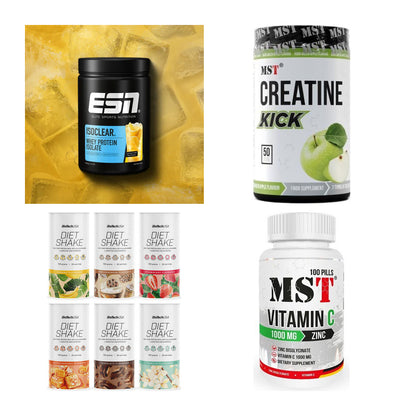 Wettkampfvorbereitung: ESN ISOCLEAR + MST Creatine + 2 weitere – alle enthaltenen Artikel