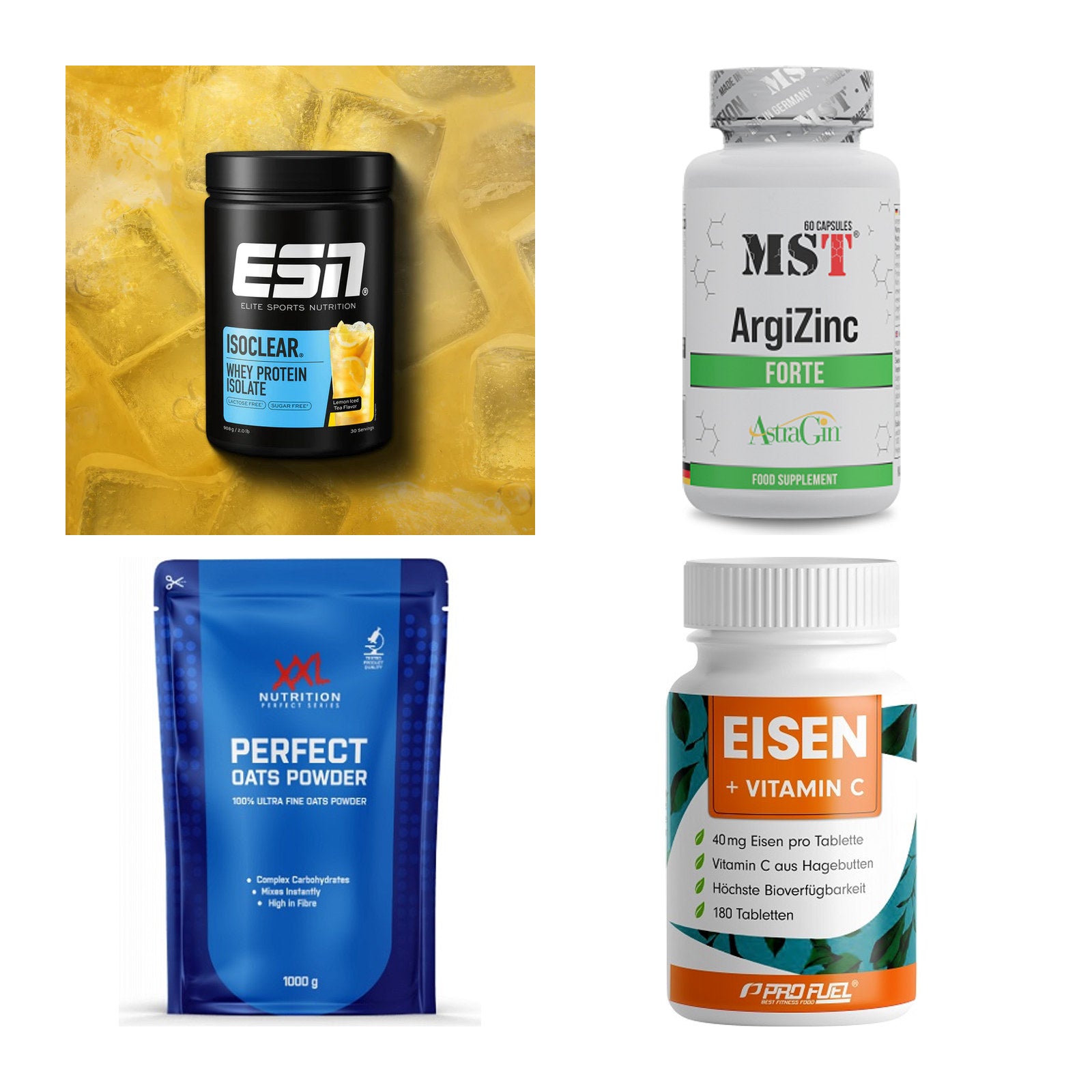 Wettkampfvorbereitung: ESN ISOCLEAR + MST ArgiZinc + 2 weitere – alle enthaltenen Artikel