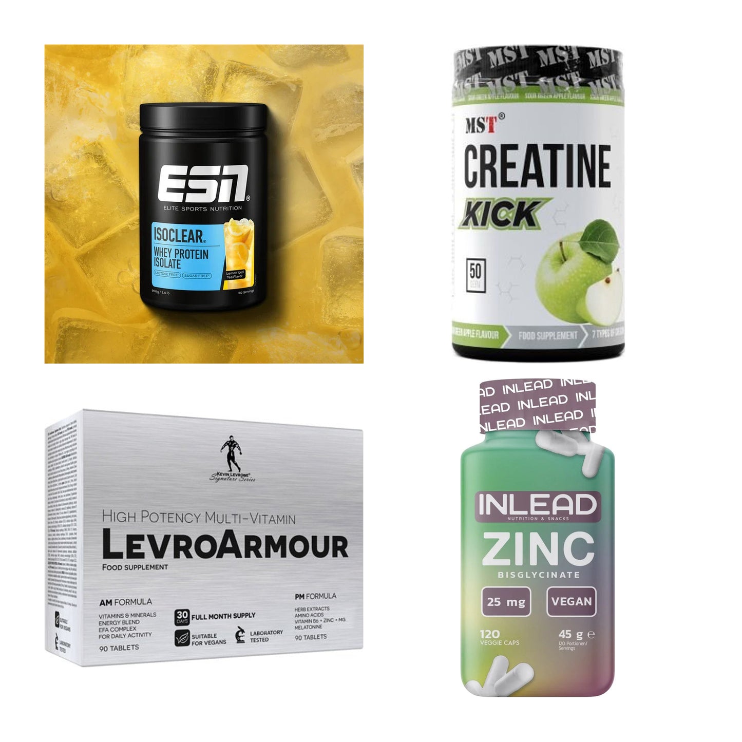 Wettkampfvorbereitung: ESN ISOCLEAR + MST Creatine + 2 weitere – alle enthaltenen Artikel