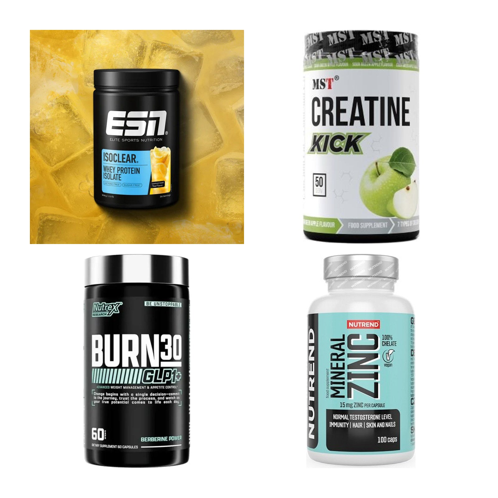 Wettkampfvorbereitung: ESN ISOCLEAR + MST Creatine + 2 weitere – alle enthaltenen Artikel