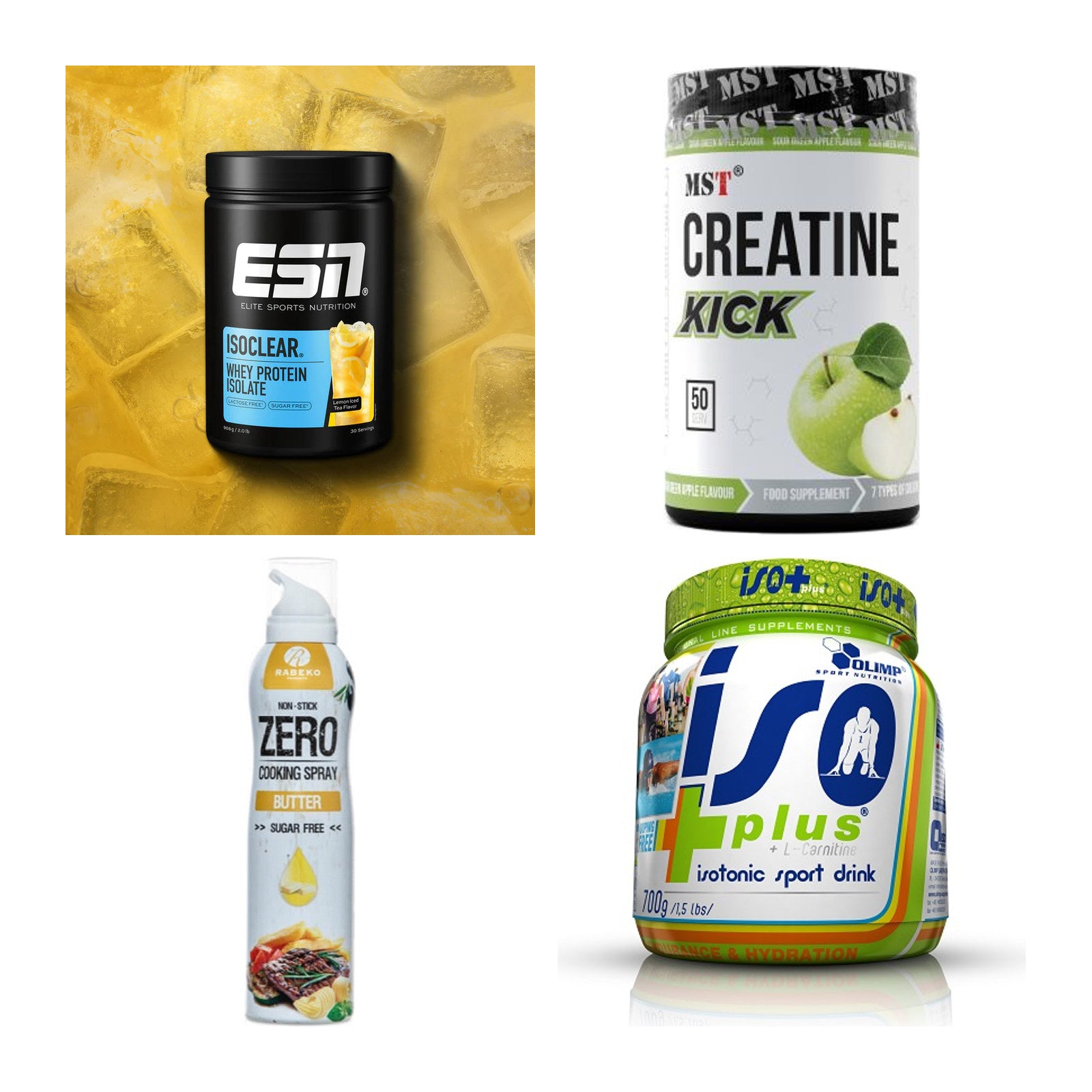 Wettkampfvorbereitung: ESN ISOCLEAR + MST Creatine + 2 weitere – alle enthaltenen Artikel