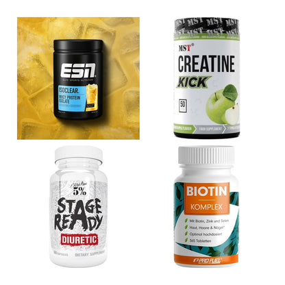 Wettkampfvorbereitung: ESN ISOCLEAR + MST Creatine + 2 weitere – alle enthaltenen Artikel