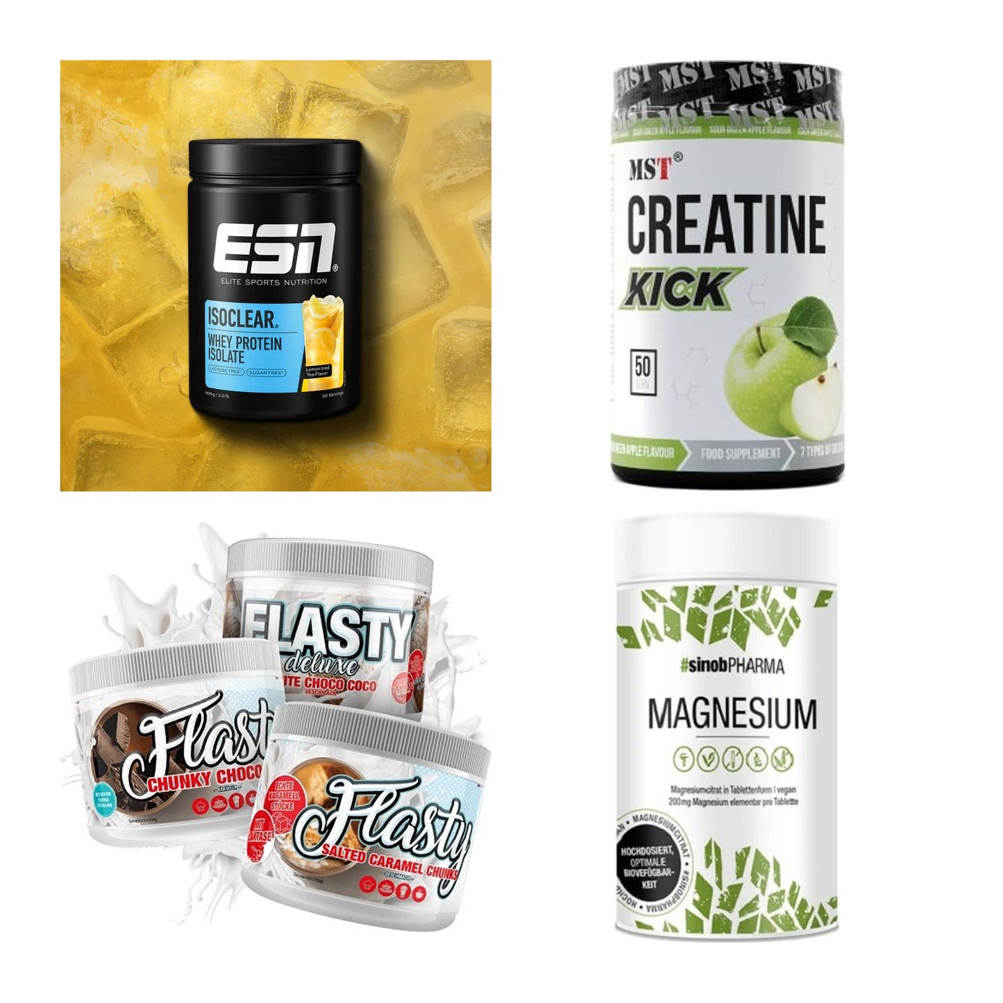 Wettkampfvorbereitung: ESN ISOCLEAR + MST Creatine + 2 weitere – alle enthaltenen Artikel