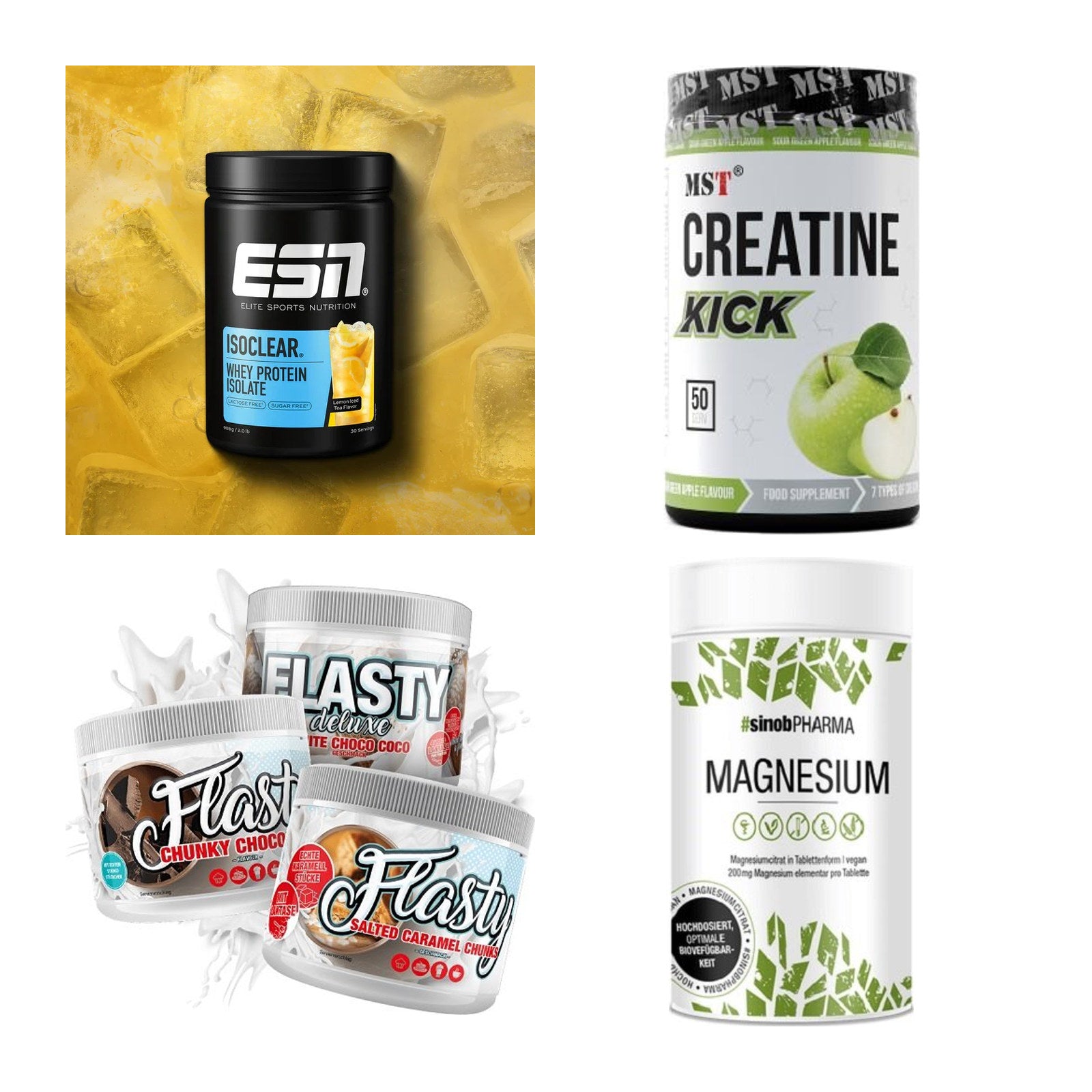 Wettkampfvorbereitung: ESN ISOCLEAR + MST Creatine + 2 weitere – alle enthaltenen Artikel