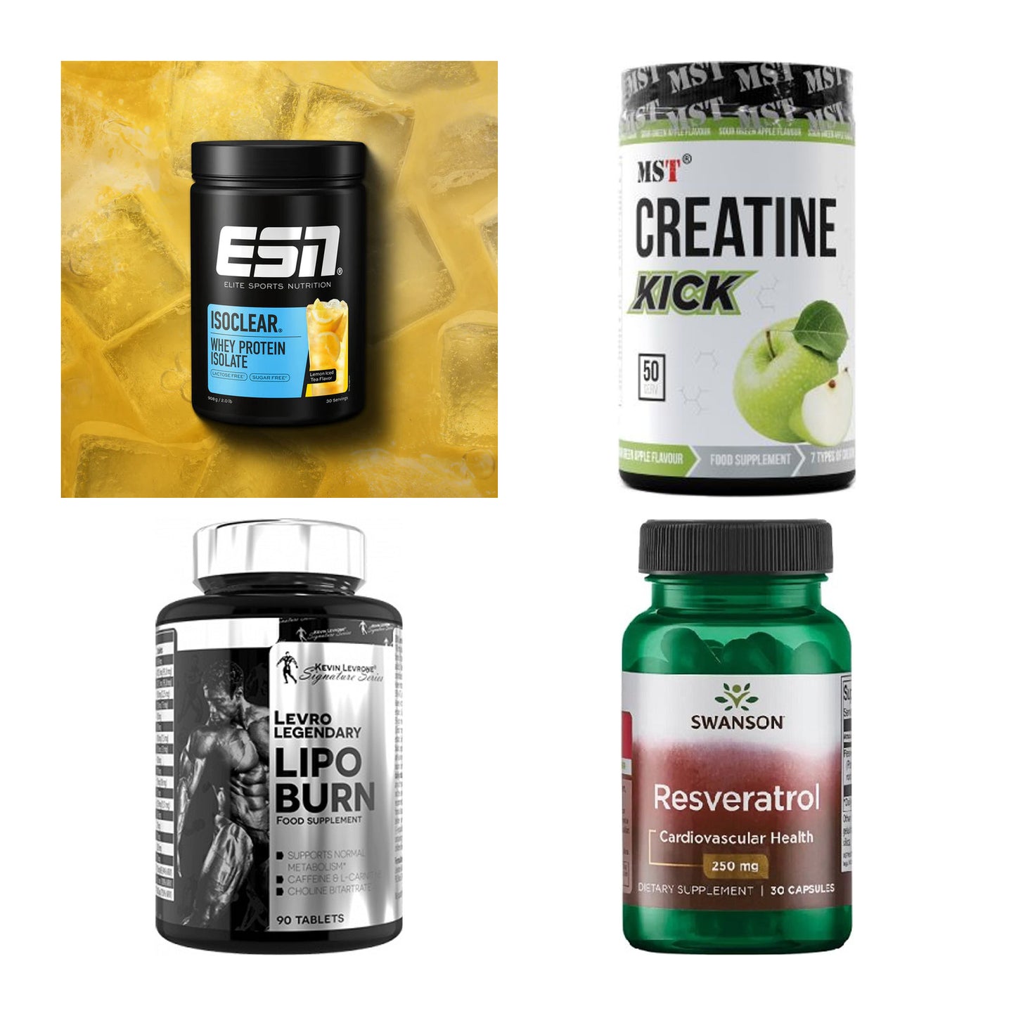 Wettkampfvorbereitung: ESN ISOCLEAR + MST Creatine + 2 weitere – alle enthaltenen Artikel
