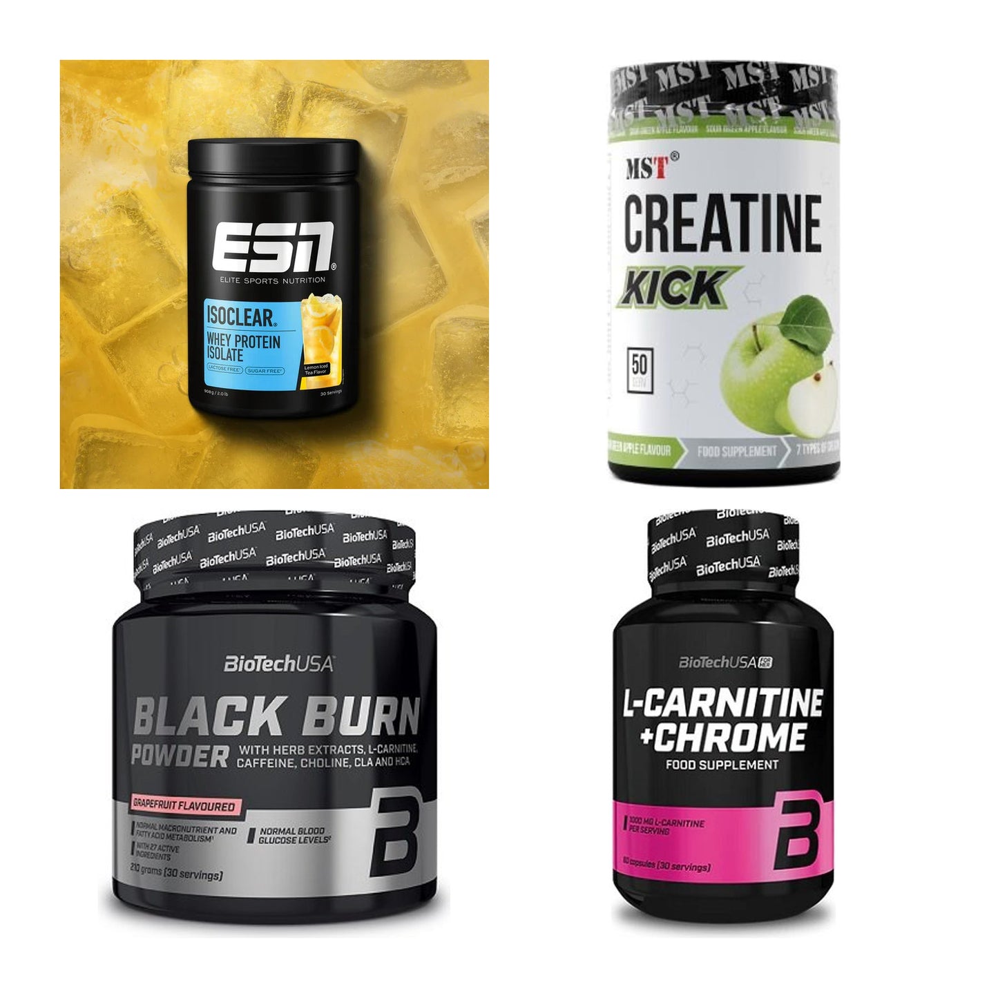Wettkampfvorbereitung: ESN ISOCLEAR + MST Creatine + 2 weitere – alle enthaltenen Artikel