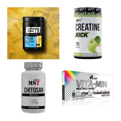 Wettkampfvorbereitung: ESN ISOCLEAR + MST Creatine + 2 weitere – alle enthaltenen Artikel
