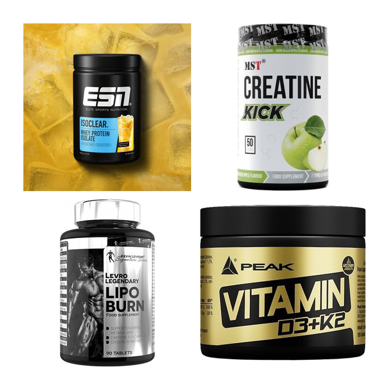 Wettkampfvorbereitung: ESN ISOCLEAR + MST Creatine + 2 weitere – alle enthaltenen Artikel