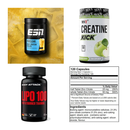 Wettkampfvorbereitung: ESN ISOCLEAR + MST Creatine + 2 weitere – alle enthaltenen Artikel