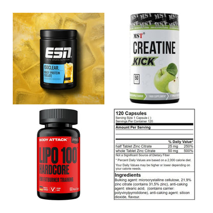 Wettkampfvorbereitung: ESN ISOCLEAR + MST Creatine + 2 weitere – alle enthaltenen Artikel