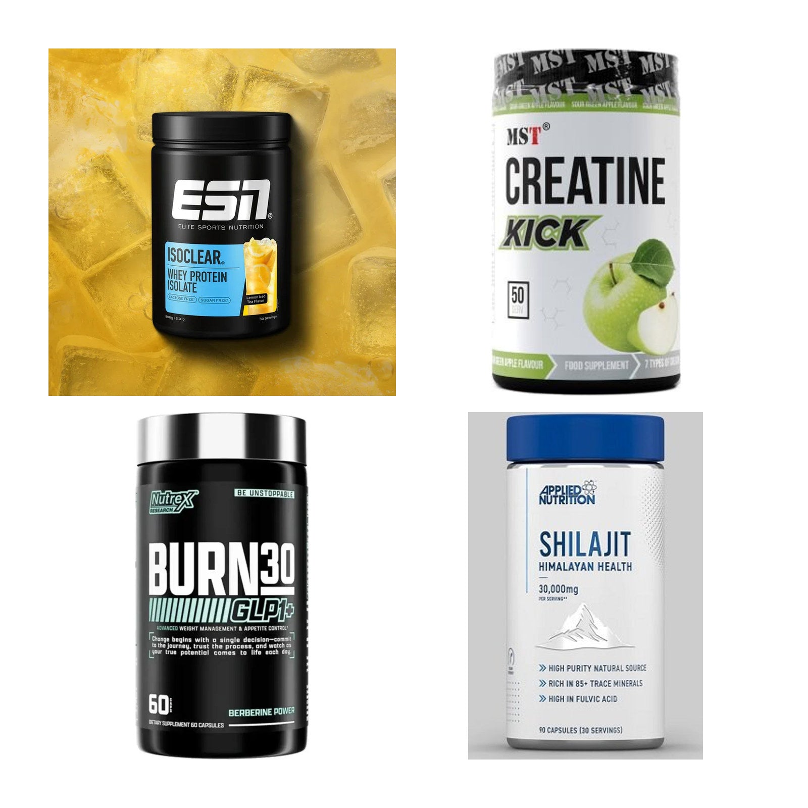 Wettkampfvorbereitung: ESN ISOCLEAR + MST Creatine + 2 weitere – alle enthaltenen Artikel