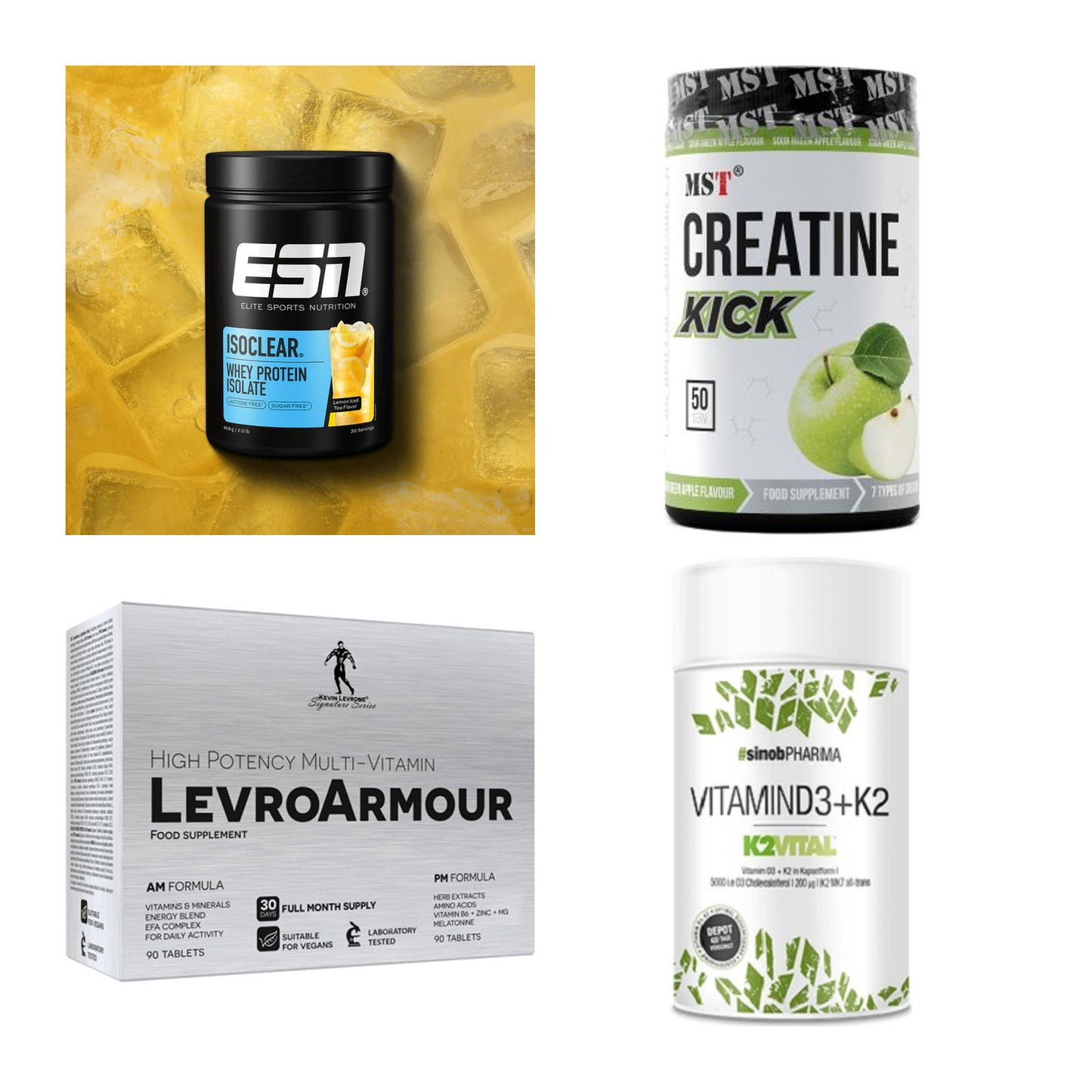 Wettkampfvorbereitung: ESN ISOCLEAR + MST Creatine + 2 weitere – alle enthaltenen Artikel