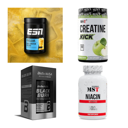 Wettkampfvorbereitung: ESN ISOCLEAR + MST Creatine + 2 weitere – alle enthaltenen Artikel