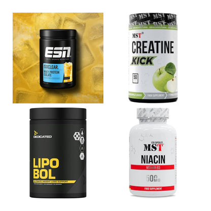 Wettkampfvorbereitung: ESN ISOCLEAR + MST Creatine + 2 weitere – alle enthaltenen Artikel