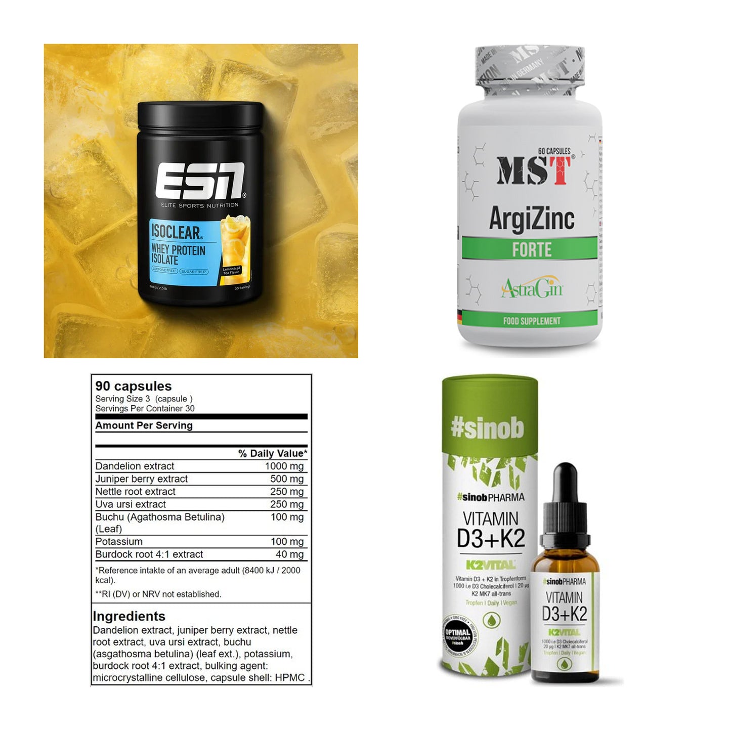 Wettkampfvorbereitung: ESN ISOCLEAR + MST ArgiZinc + 2 weitere – alle enthaltenen Artikel