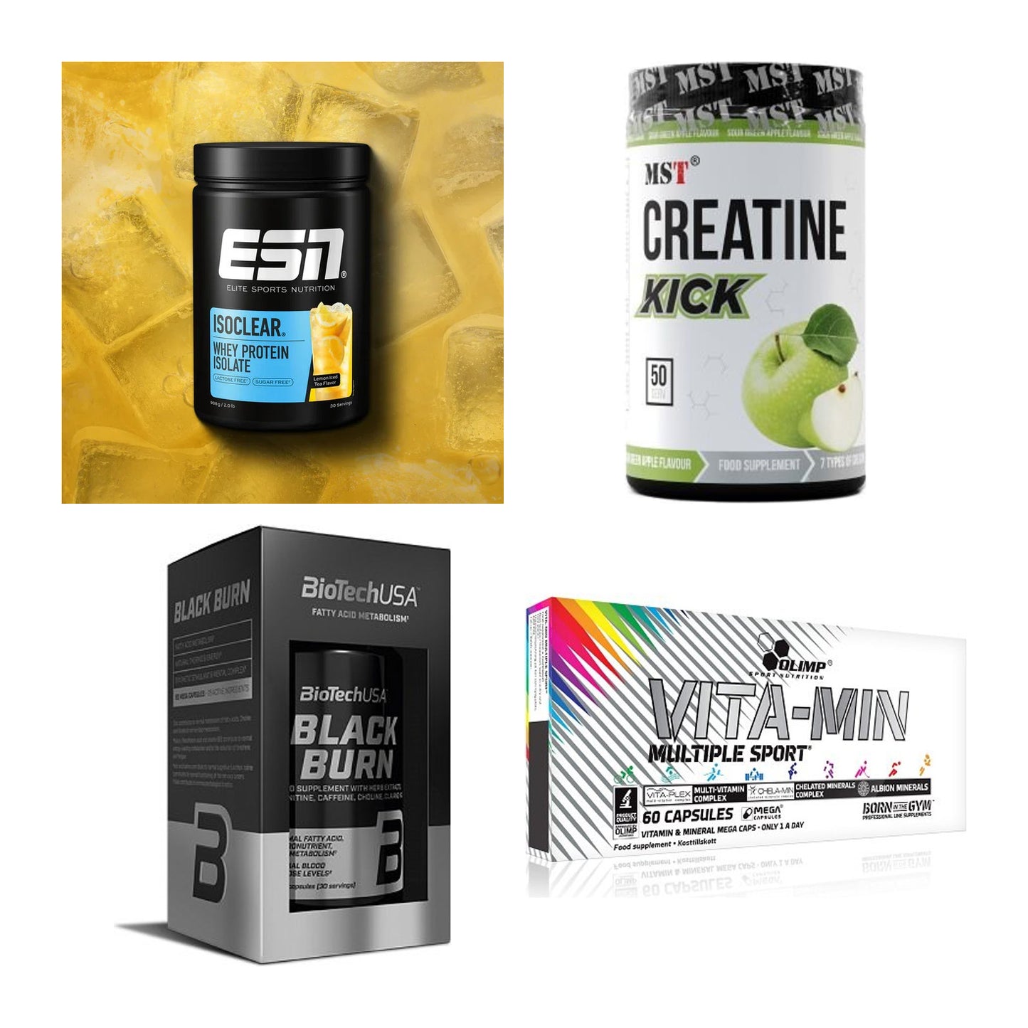 Wettkampfvorbereitung: ESN ISOCLEAR + MST Creatine + 2 weitere – alle enthaltenen Artikel
