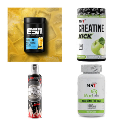 Wettkampfvorbereitung: ESN ISOCLEAR + MST Creatine + 2 weitere – alle enthaltenen Artikel