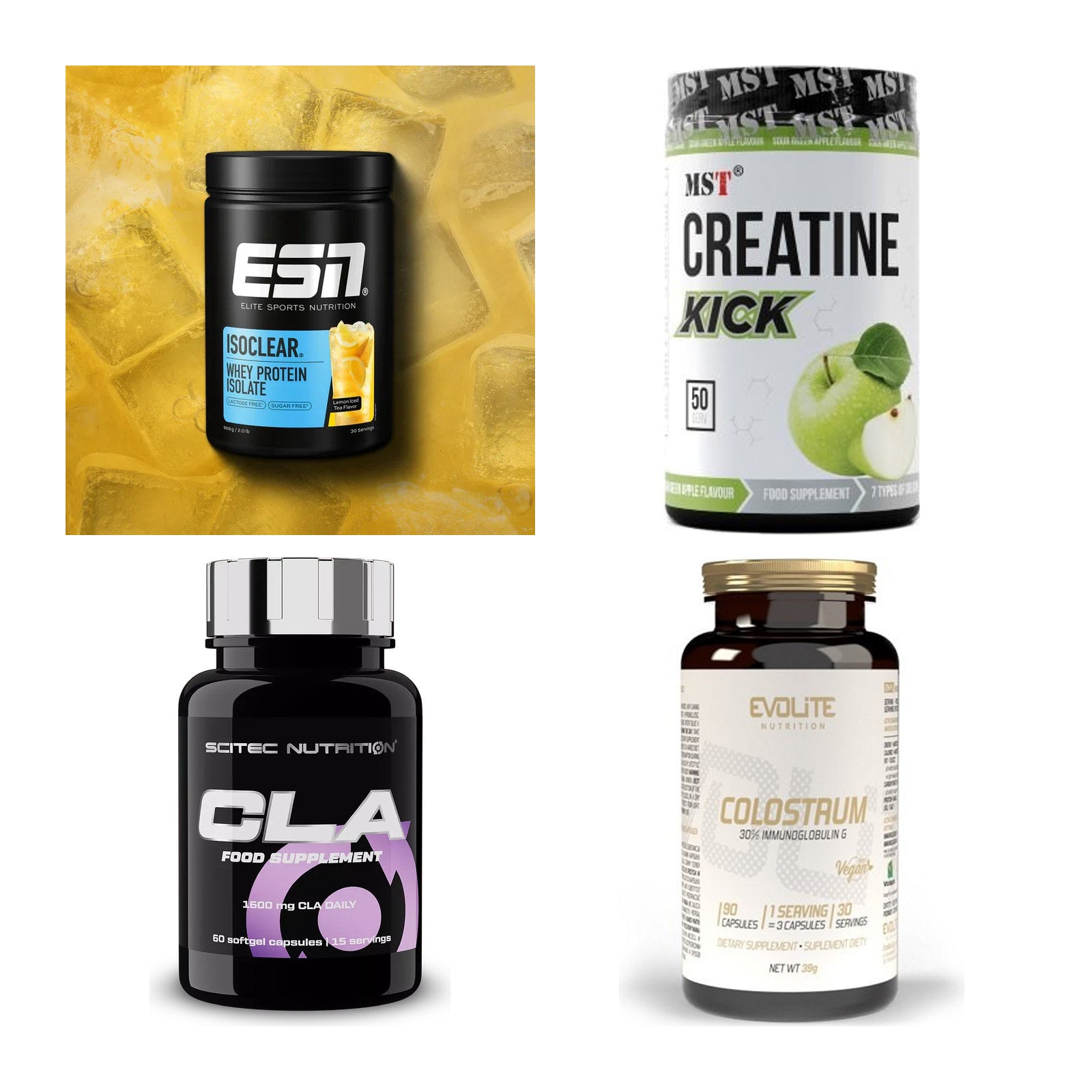 Wettkampfvorbereitung: ESN ISOCLEAR + MST Creatine + 2 weitere – alle enthaltenen Artikel
