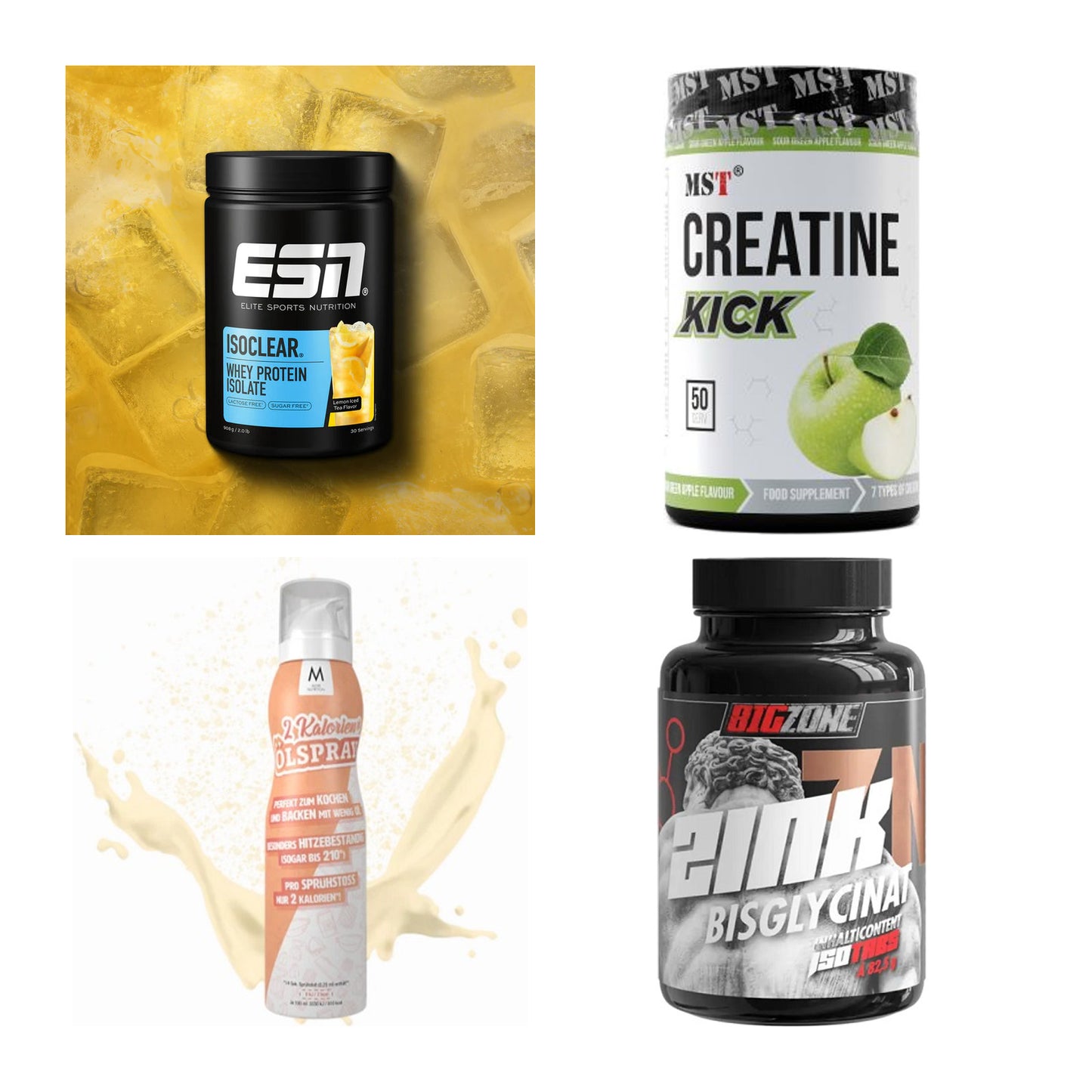 Wettkampfvorbereitung: ESN ISOCLEAR + MST Creatine + 2 weitere – alle enthaltenen Artikel