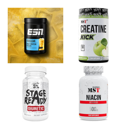 Wettkampfvorbereitung: ESN ISOCLEAR + MST Creatine + 2 weitere – alle enthaltenen Artikel