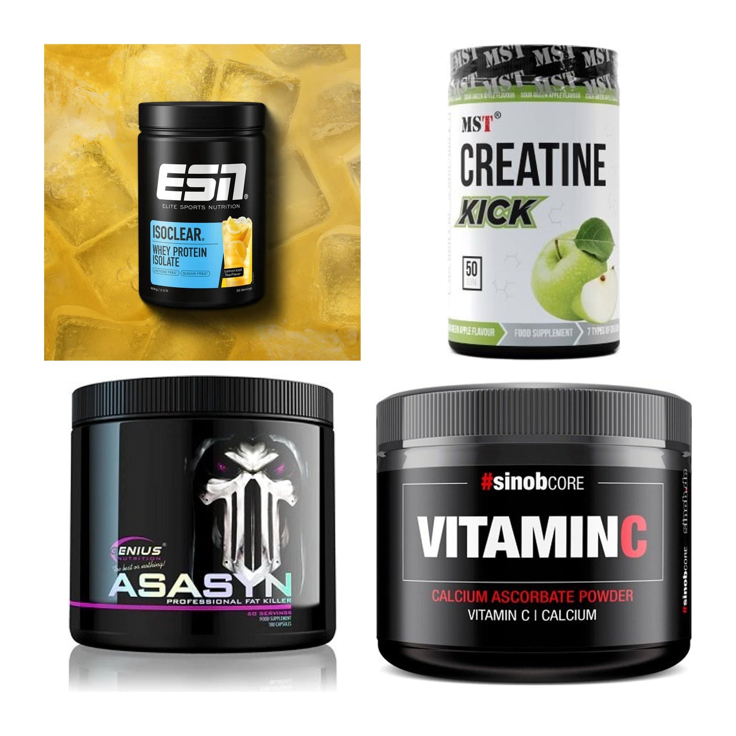 Wettkampfvorbereitung: ESN ISOCLEAR + MST Creatine + 2 weitere – alle enthaltenen Artikel