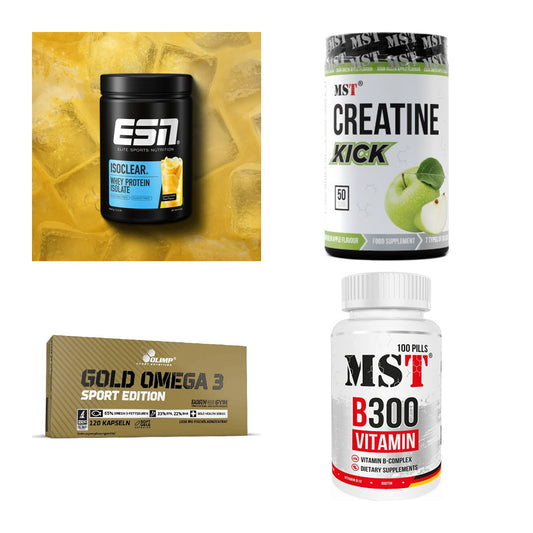 Wettkampfvorbereitung: ESN ISOCLEAR + MST Creatine + 2 weitere – alle enthaltenen Artikel