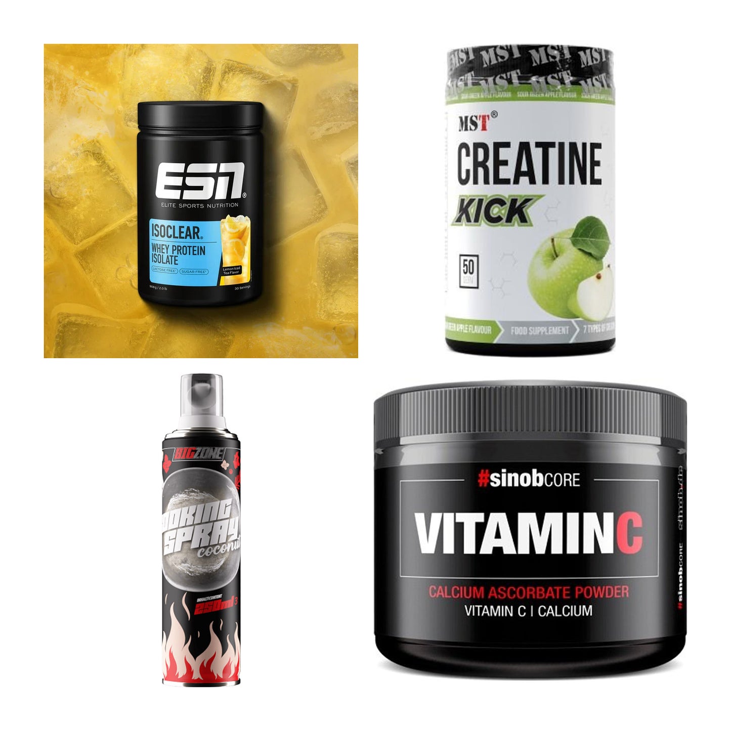 Wettkampfvorbereitung: ESN ISOCLEAR + MST Creatine + 2 weitere – alle enthaltenen Artikel