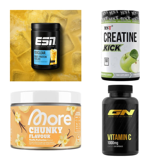 Wettkampfvorbereitung: ESN ISOCLEAR + MST Creatine + 2 weitere – alle enthaltenen Artikel
