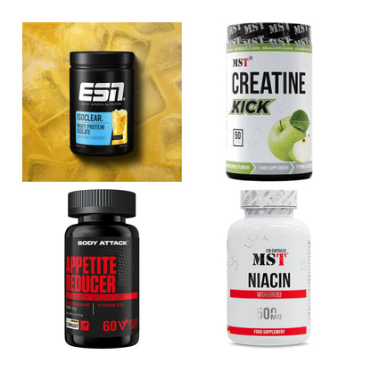Wettkampfvorbereitung: ESN ISOCLEAR + MST Creatine + 2 weitere – alle enthaltenen Artikel