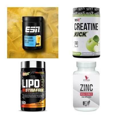 Wettkampfvorbereitung: ESN ISOCLEAR + MST Creatine + 2 weitere – alle enthaltenen Artikel