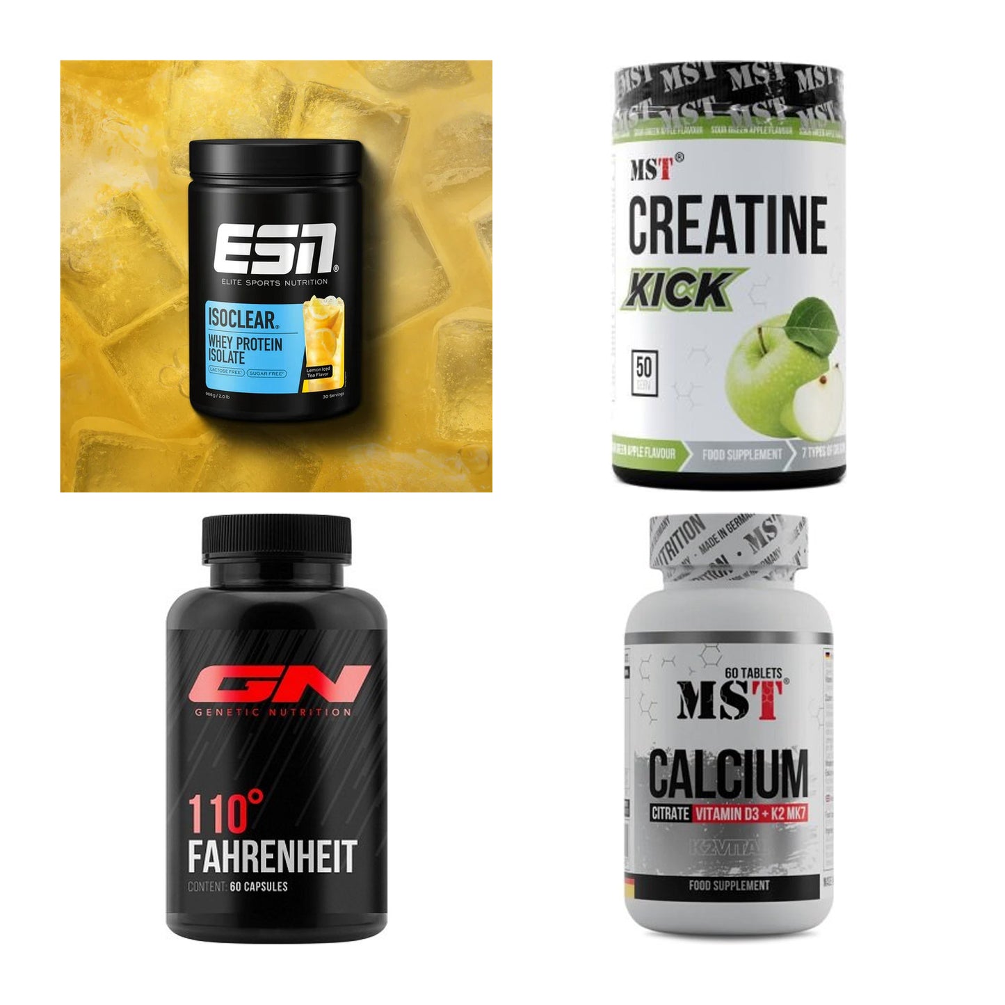 Wettkampfvorbereitung: ESN ISOCLEAR + MST Creatine + 2 weitere – alle enthaltenen Artikel