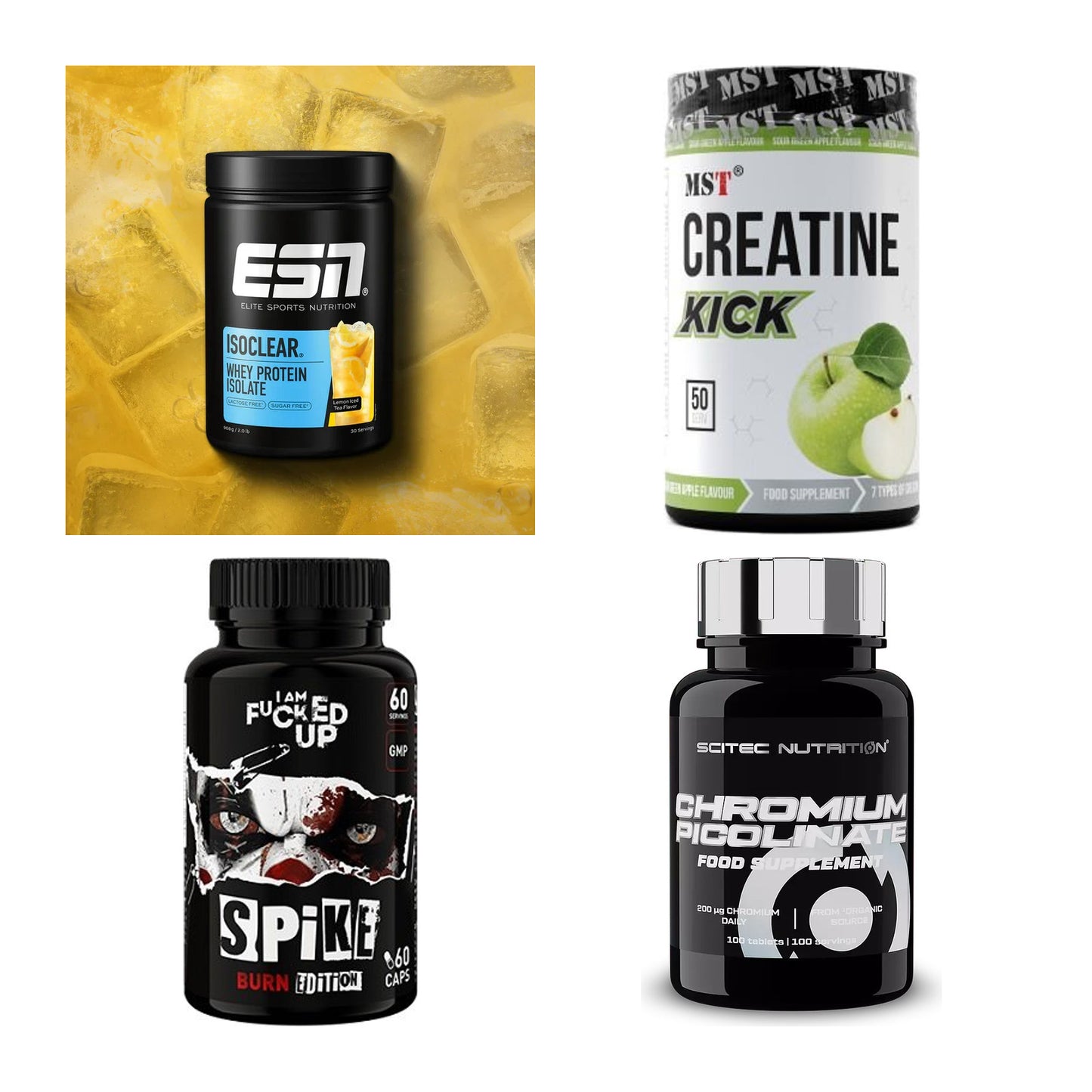 Wettkampfvorbereitung: ESN ISOCLEAR + MST Creatine + 2 weitere – alle enthaltenen Artikel