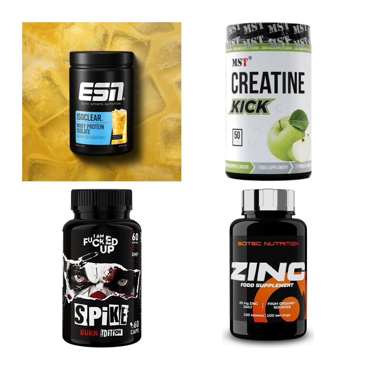 Wettkampfvorbereitung: ESN ISOCLEAR + MST Creatine + 2 weitere – alle enthaltenen Artikel