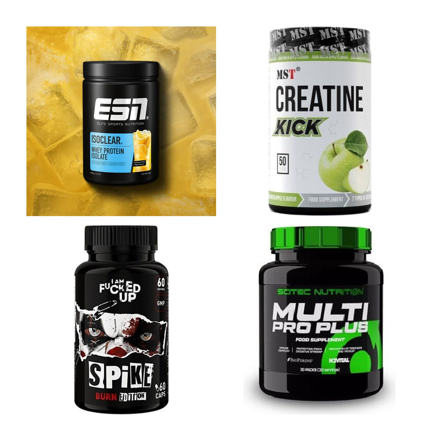 Wettkampfvorbereitung: ESN ISOCLEAR + MST Creatine + 2 weitere – alle enthaltenen Artikel