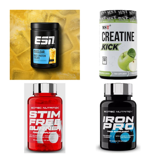 Wettkampfvorbereitung: ESN ISOCLEAR + MST Creatine + 2 weitere – alle enthaltenen Artikel