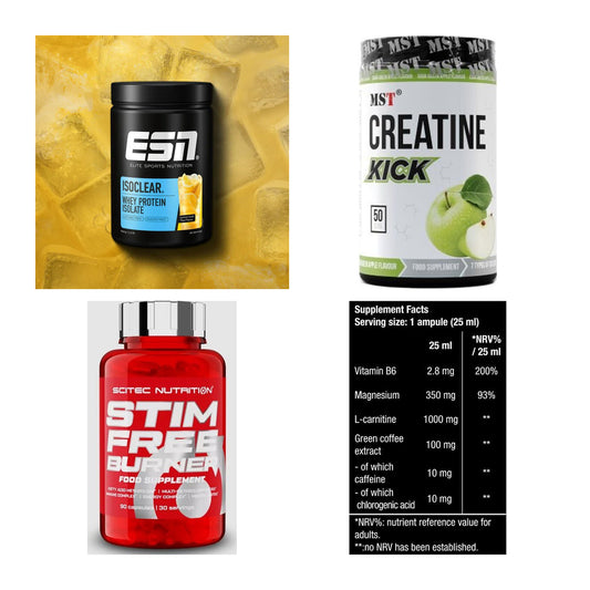 Wettkampfvorbereitung: ESN ISOCLEAR + MST Creatine + 2 weitere – alle enthaltenen Artikel