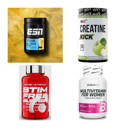 Wettkampfvorbereitung: ESN ISOCLEAR + MST Creatine + 2 weitere – alle enthaltenen Artikel
