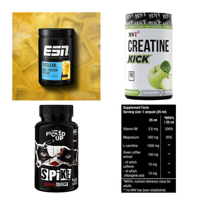 Wettkampfvorbereitung: ESN ISOCLEAR + MST Creatine + 2 weitere – alle enthaltenen Artikel