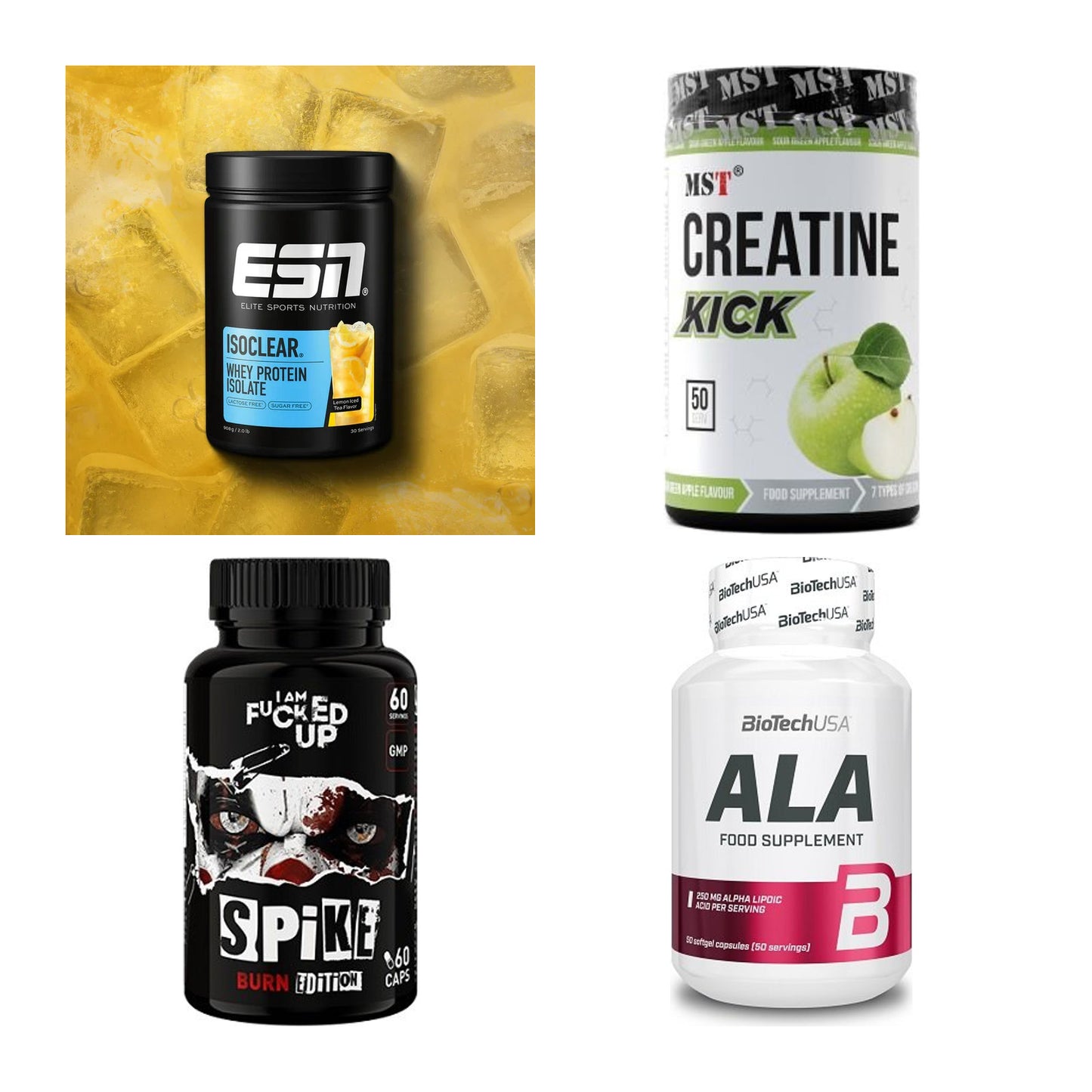 Wettkampfvorbereitung: ESN ISOCLEAR + MST Creatine + 2 weitere – alle enthaltenen Artikel
