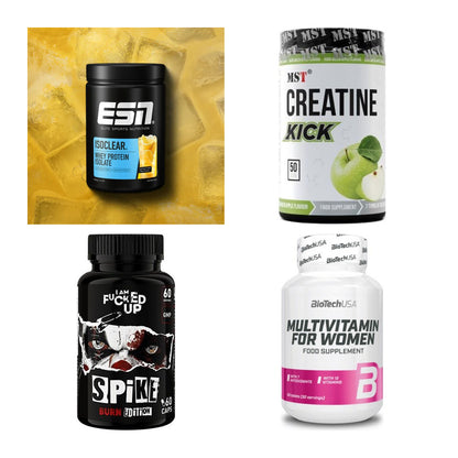 Wettkampfvorbereitung: ESN ISOCLEAR + MST Creatine + 2 weitere – alle enthaltenen Artikel