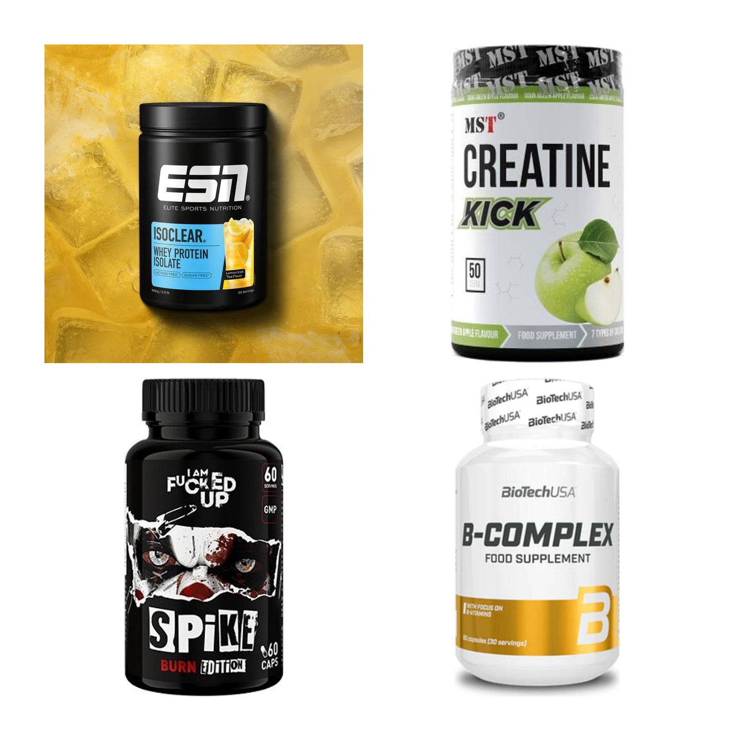 Wettkampfvorbereitung: ESN ISOCLEAR + MST Creatine + 2 weitere – alle enthaltenen Artikel